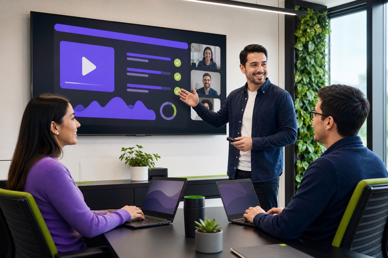 Equipo empresarial participando en una sesión de formación digital